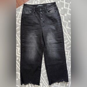 Judy Blue High Rise Raw Hem Wide Leg Crop 🖤